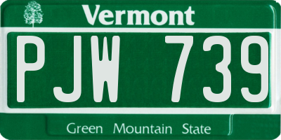 VT license plate PJW739