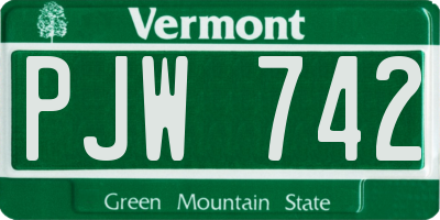 VT license plate PJW742