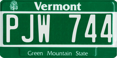 VT license plate PJW744