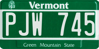 VT license plate PJW745