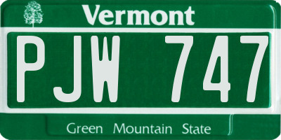 VT license plate PJW747