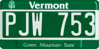 VT license plate PJW753
