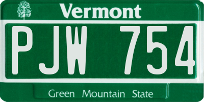 VT license plate PJW754