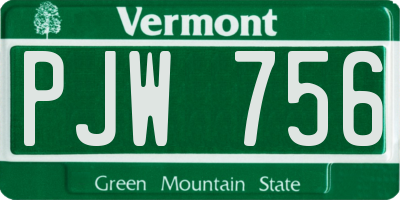 VT license plate PJW756