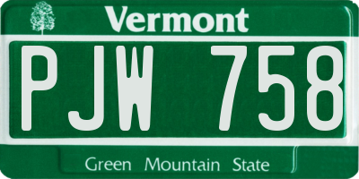 VT license plate PJW758