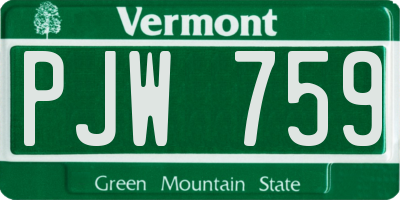 VT license plate PJW759