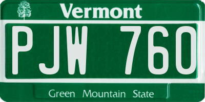 VT license plate PJW760