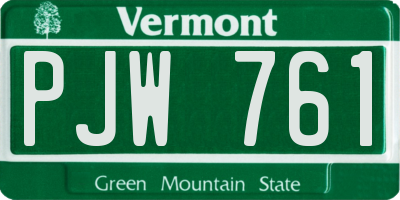VT license plate PJW761