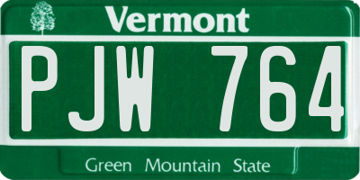 VT license plate PJW764