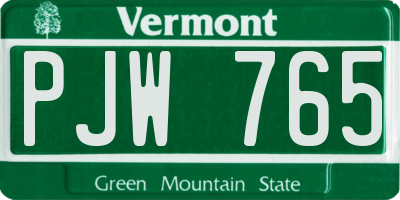 VT license plate PJW765