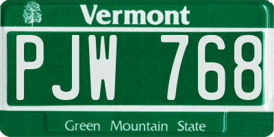 VT license plate PJW768