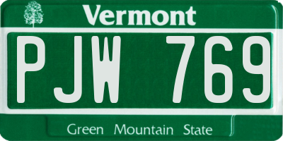 VT license plate PJW769