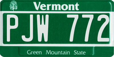 VT license plate PJW772