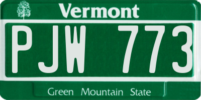VT license plate PJW773