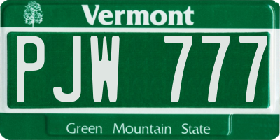 VT license plate PJW777