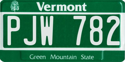 VT license plate PJW782