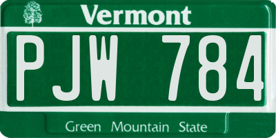 VT license plate PJW784