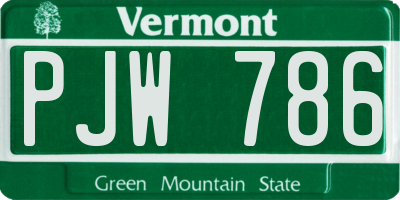VT license plate PJW786