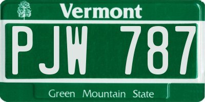 VT license plate PJW787