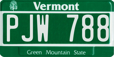 VT license plate PJW788