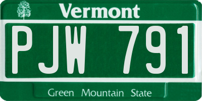 VT license plate PJW791
