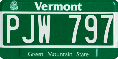 VT license plate PJW797
