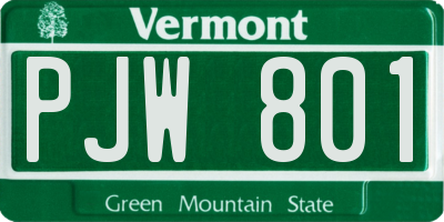 VT license plate PJW801
