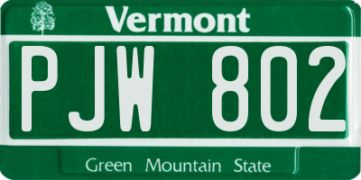 VT license plate PJW802