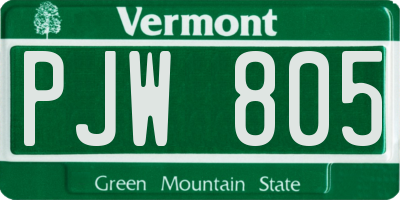 VT license plate PJW805