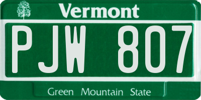VT license plate PJW807
