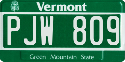 VT license plate PJW809