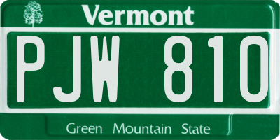 VT license plate PJW810
