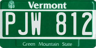 VT license plate PJW812
