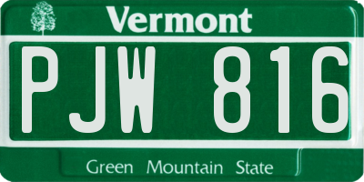 VT license plate PJW816