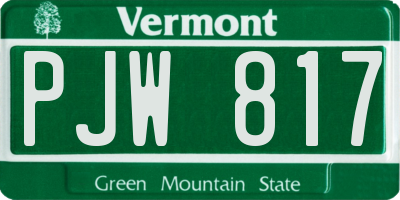 VT license plate PJW817