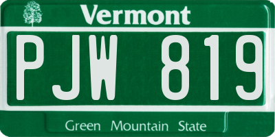 VT license plate PJW819