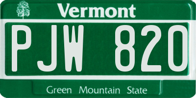 VT license plate PJW820