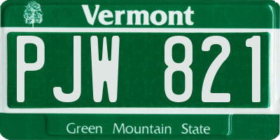 VT license plate PJW821