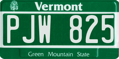 VT license plate PJW825