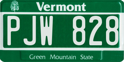VT license plate PJW828