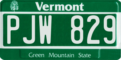 VT license plate PJW829