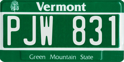 VT license plate PJW831