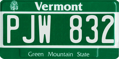 VT license plate PJW832