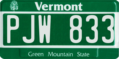 VT license plate PJW833