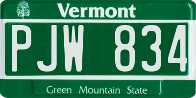 VT license plate PJW834