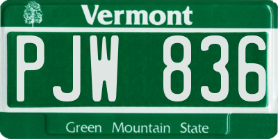 VT license plate PJW836