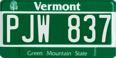 VT license plate PJW837