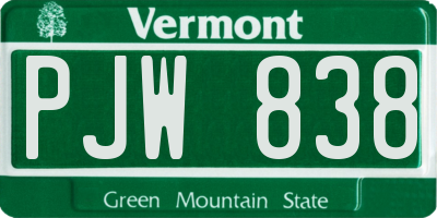 VT license plate PJW838