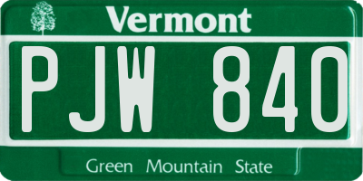 VT license plate PJW840