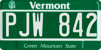 VT license plate PJW842